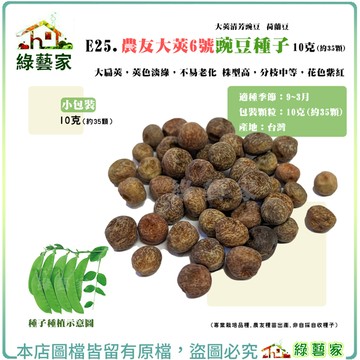 【綠藝家】E25.農友大莢6號豌豆種子10克(約35顆)(大莢清芳豌豆 荷蘭豆)大扁莢，莢色淡綠