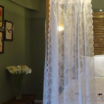 拍照背景布韓式田園蕾絲成品白紗窗簾紗簾白沙客廳陽臺飄窗美式鄉村穿桿簾 雙11全館免運