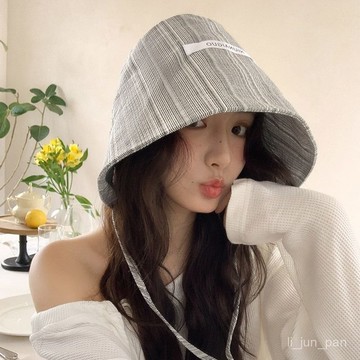 🔥臺灣出貨🔥日係藍色漁夫帽女夏季2025新款大頭圍帽子防曬大帽冰袖zi簷太陽帽