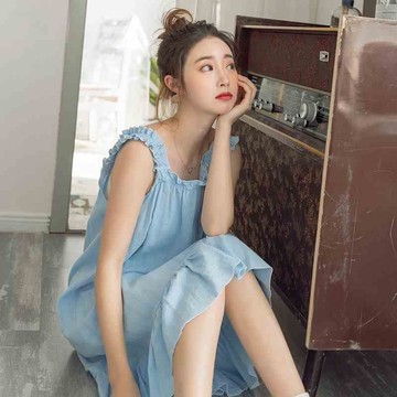 純棉睡裙 透氣 排汗 夏天很仙的吊帶睡裙女夏季薄款純棉可愛小性感仙女風女士風0605