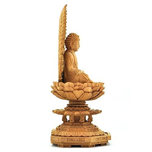 木製仏像 釈迦如来 白檀材 八角台座 飛天光背