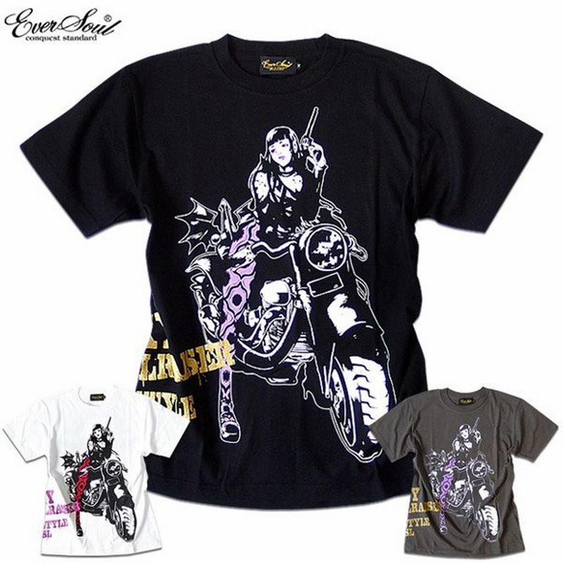 Eversoul X Jb Style Tシャツ メンズ ガールプリント 半袖 バイカー 女の子柄 キャラ クター ホワイト 白 ブラック 黒 Tシャツ バ イク 通販 Lineポイント最大0 5 Get Lineショッピング