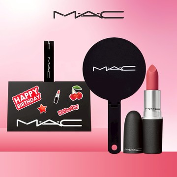 【MAC】【客製刻字】絲柔粉霧唇膏禮盒💖 享品牌手持鏡 #8色任選 熱銷霧面唇膏