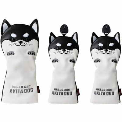 3点セット ゴルフ ヘッドカバー DR 1点 + FW 2点 ウッド ドライバー フェアウェイ 秋田犬モデル 460cc 防水 かわいい ゴルフクラブ friah0981