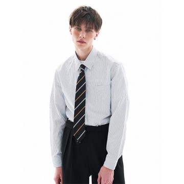 AWALKER 23SS法式復古寬松條紋襯衫簡約易打理長袖襯衣