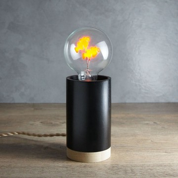 圓柱形木制小夜燈 - 含 1 個 自由雙魚球燈泡 Edison-Style 愛迪生燈泡