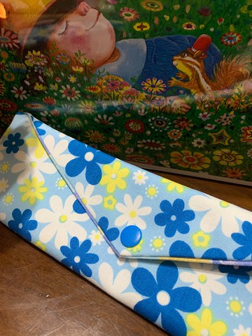 文青風環保筷袋 ~ 花中精靈 抒壓藍 收納 手作餐具袋