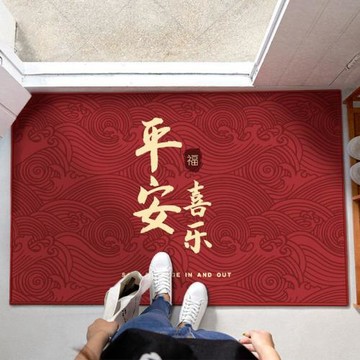 跨境喜慶水晶絨地墊進戶入門方形地墊家用玄關樓梯腳墊