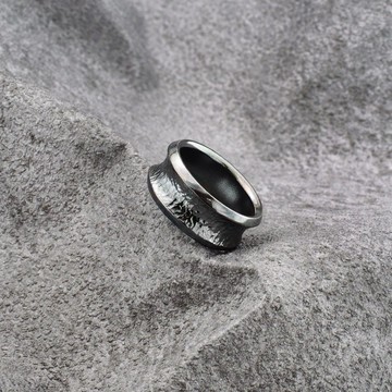 手工925純銀【淬鍊】不規則鍛敲幾何男性中性戒指