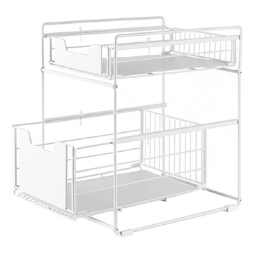 小麥購物 多功能推拉水槽下抽屜式收納置物架 L2920  1個  37 x 28 x 43cm  白色