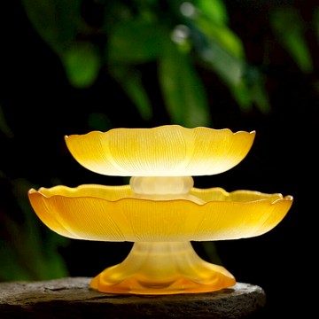 大號佛堂仿琉璃供佛觀音果盤蓮花果碟果盆供碟家居水果盤供盤