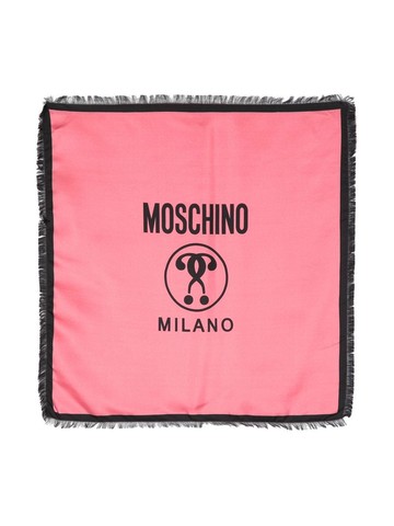 Moschino - logo-print fringed silk foulard - women - Silk - One Size - Pink