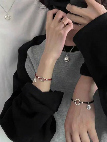 平安扣情侶手鏈輕奢小眾精致本命年手繩編織繩手環手飾品七夕禮物