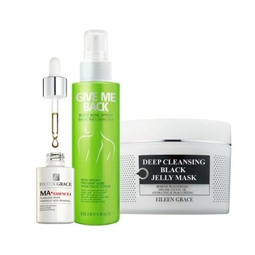 妍霓絲 水楊酸抗痘無痕美體噴霧150ml x1 (升級版)+黑凍膜300ml x1+杏仁酸精華30ml《官網直售》