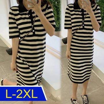 【韓國K.W.】KBN7237馬甲式睡休閒運動中長洋裝(涼感/小香風/高爾夫球衫/輕薄/短袖)