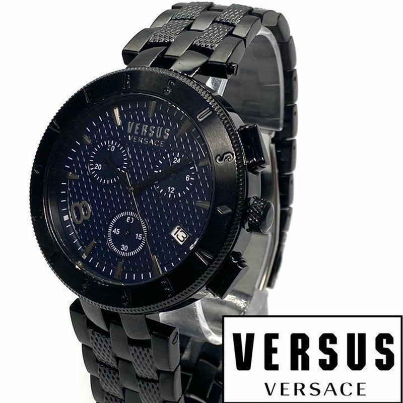 ☆シンプルな美しさ! Versus Versace ヴェルサス ヴェルサーチ メンズ クロノグラフ ステンレス 腕時計 高級ブランド クォーツ  ブラック 未使用 | LINEショッピング