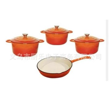 Vmigo-07鑄鐵鍋琺瑯燉鍋煎鍋煎盤7PCS 不沾廚房家庭套鍋