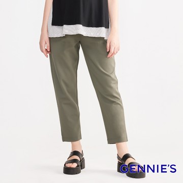 Gennies奇妮 舒適百搭上班孕婦八分褲(綠T4L10)