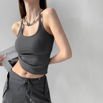 【壹禾YIHOO】純色緊身細肩帶打底工字背心女性感辣妹修身短款露臍運動吊帶上衣