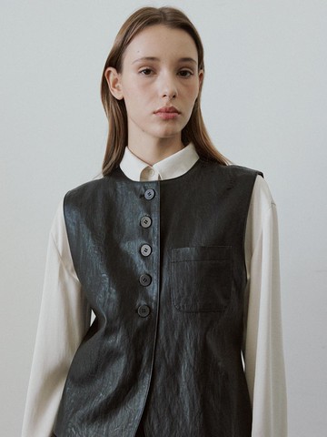 Eco Leather Vintage Draped Vest