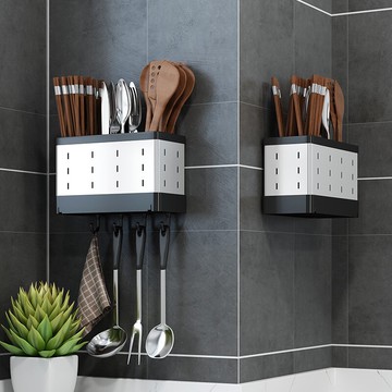 免打孔廚房置物架壁掛式筷子筒家用筷子籠餐具勺子叉瀝水收納筷架【摩可美家】