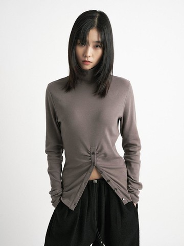Cross button jersey shirt_Mauve