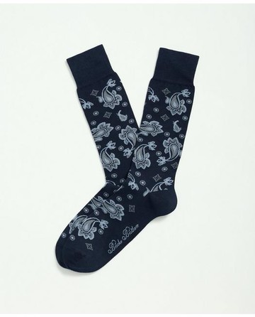 Brooks Brothers Men's Cotton Blend Paisley Socks | Navy