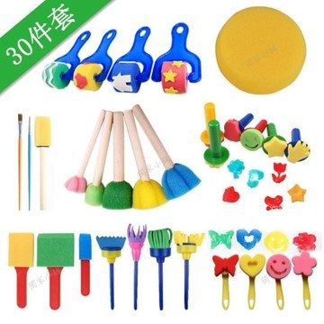 🔥臺灣出貨🔥兒童繪畫海綿印章30件 DIY早教美術用品幼兒園教具繪畫塗鴉套裝08Gp