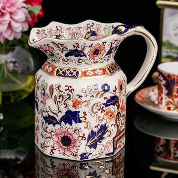 英國製Mason's姹紫嫣红1996年手繪花卉限量陶瓷果汁壺咖啡奶