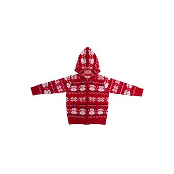 童裝針織衫開衫衛衣兒童卡通拉鏈羊毛衣保暖連帽外套秋冬紅色上衣