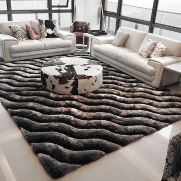 【山德力】立體波浪長毛地毯 160x230cm 漸層黑