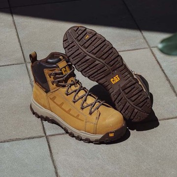 CAT THRESHOLD REBOUND WP (EU) 防水真皮中筒靴 男鞋－黃