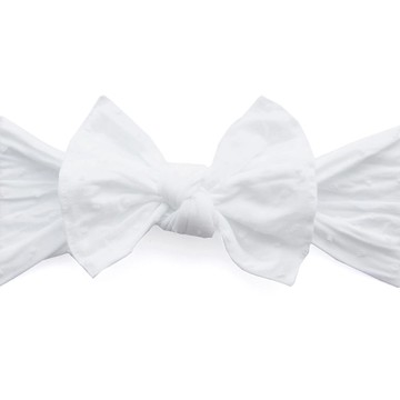 美國baby bling - 純手工超彈/極細緻輕柔/無束縛感蝴蝶結髮帶/髮飾_圓點點款-天使白點點 (0-5歲適用)