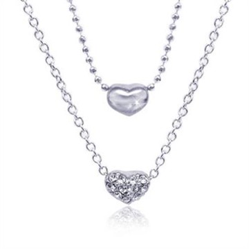 【Aguchi 亞古奇】奇雅系列‧心心相印-經典水鑽銀項鍊飾品(日本製)