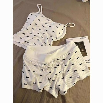 韓系甜美吊帶睡衣女 二件套帶胸墊睡衣 帶胸墊式睡衣 帶胸墊睡衣 睡衣 睡衣女 睡衣胸墊 吊帶 吊帶睡衣 2025年新款