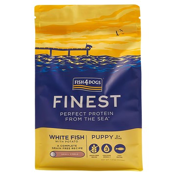 FISH4DOGS 幼犬無穀低敏小顆粒 1.5kg 含Omega 3 不含防腐劑、色素、調味料、乳化劑、黏合劑  海水白身魚  1袋
