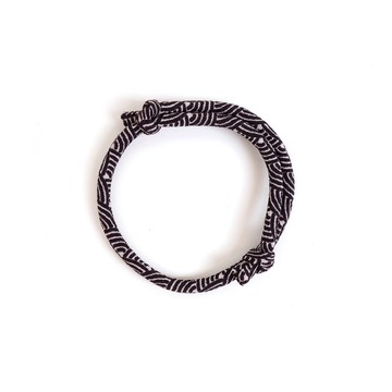 傳統波浪紋 日式手鍊 滑動式結繩調整  黑色  KIZUNA