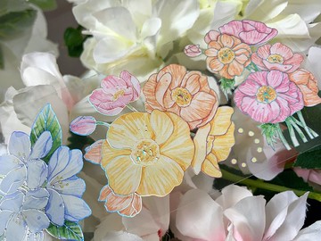 什錦花卉 造景 PET 紙膠帶 鐳射銀 特殊工藝