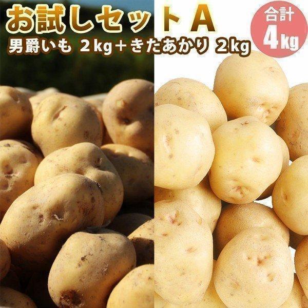 じゃがいも ジャガイモ お試しセットＡ きたあかり ２kg男爵２kg （新じゃがいも） 北海道 野菜 北海道産 お礼 御祝 産直 内祝