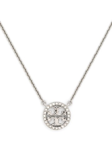 Tory Burch - Miller logo-pendant necklace - women - Brass - One Size - Silver