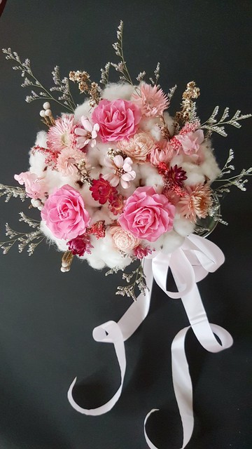 海藏設計│冰晶芙蓉。粉玫瑰永生乾燥捧花