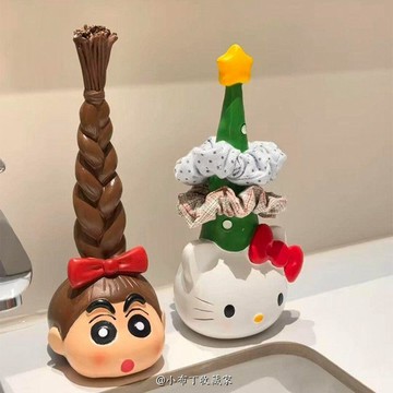 ✨動感 優選✨  蠟筆小新 髮圈 收納架 浴室玄關可愛卡通擺件首飾架創意髮箍髮飾收納