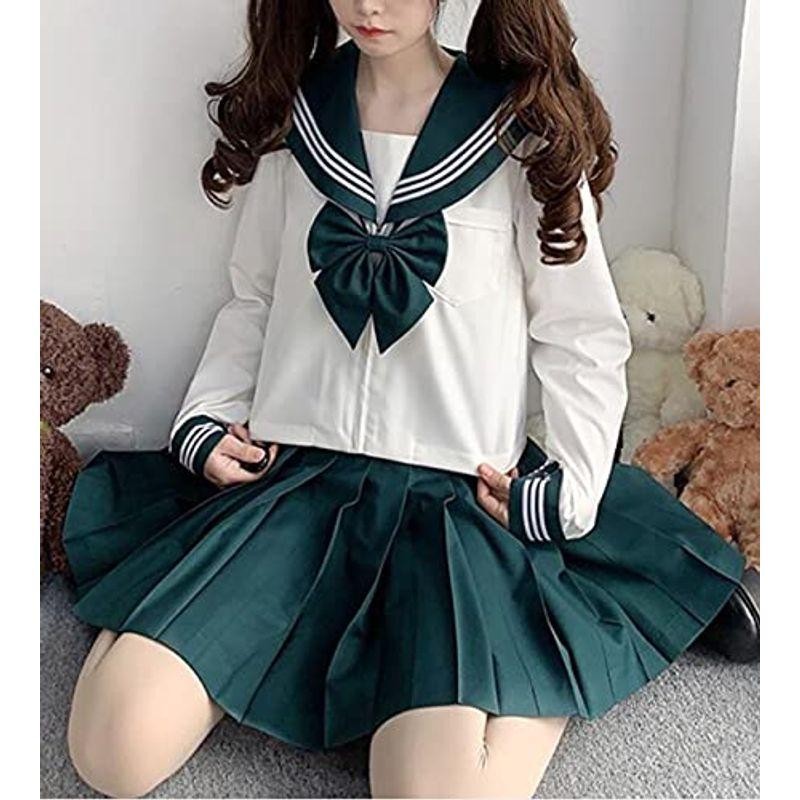 ニャンコの爪セーラー服 長袖 グレー 白い コスプレ JK制服 蝶結び付き