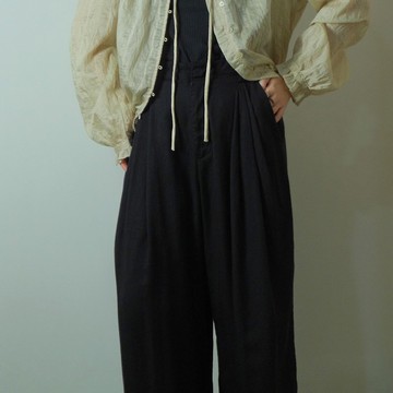 夏季黑色亞麻寬松休閒慵懶長褲