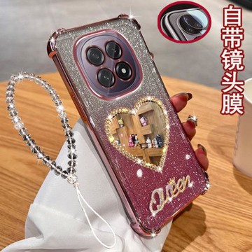 適用OPPOA5手機殼5G一體鏡頭全包邊pro鑲鉆PKP110愛心鏡子PKQ110四角氣囊防摔保護套女新款透明軟膠時尚網紅
