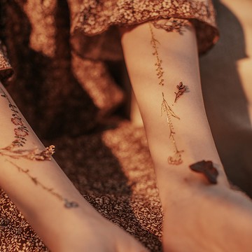 古著花 -2入紋身貼紙 原創手繪設計