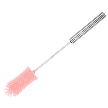 半自動不鏽鋼矽膠洗杯刷-粉色_廠商直送
