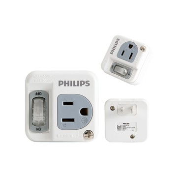 PHILIPS 新安規 節能開關 1開1電腦壁插 CHP3010 白色