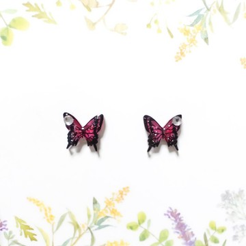 [Nouvelle couleur] ~ petites boucles d'oreilles ~ Boucles d'oreilles papillon Machaon (rouge) / Boucles d'oreilles non percées (boucles d'oreilles en résine)