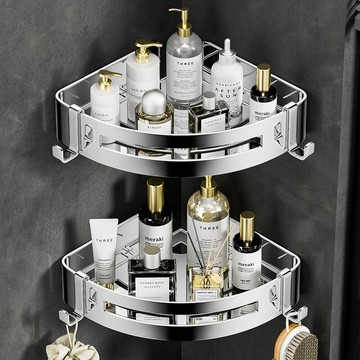 源頭工廠免打孔衛生間置物架浴室沐浴露支架壁掛廁所吸壁式三角架